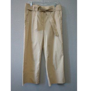 LOFT  Beige Crop Wide Leg Tie Belt Pants High Rise